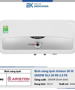 Bình nóng lạnh Ariston 30 lít 2500W SL2 30 RS 2.5 FE