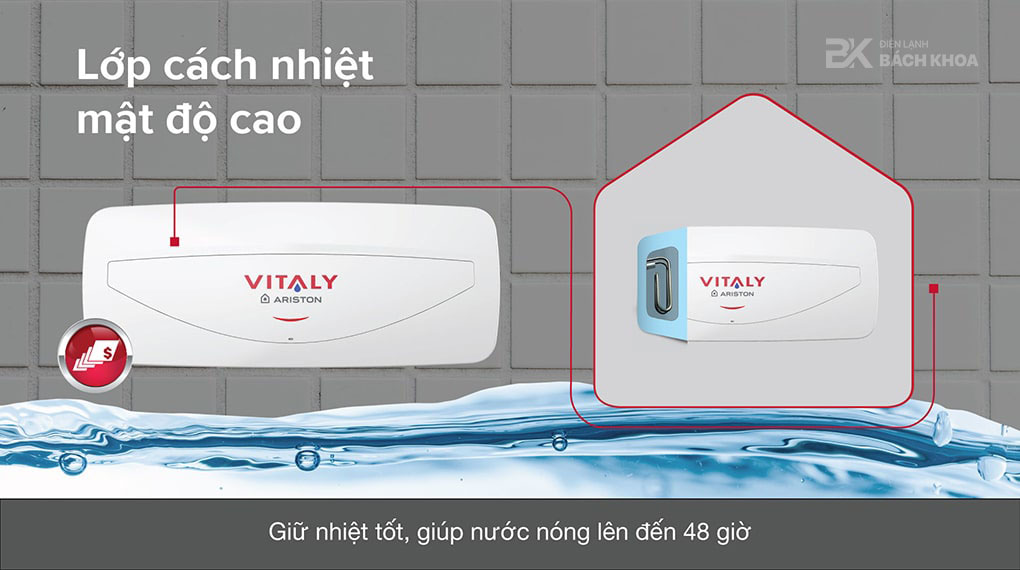 may nuoc nong gian tiep ariston 20 lit 2500w vitaly 20 slim 25 fe 081221 030318