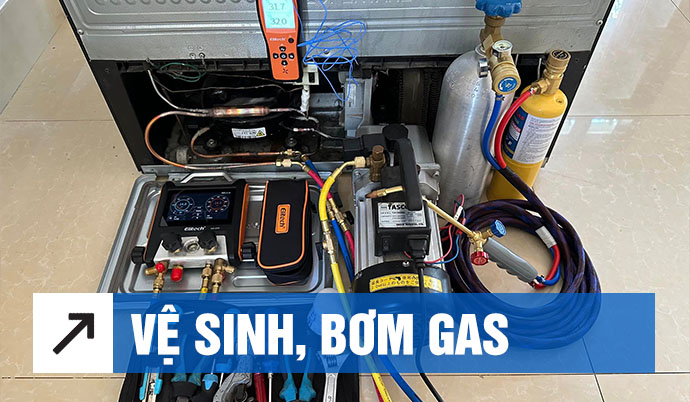 vệ sinh, bơm gas tủ lạnh
