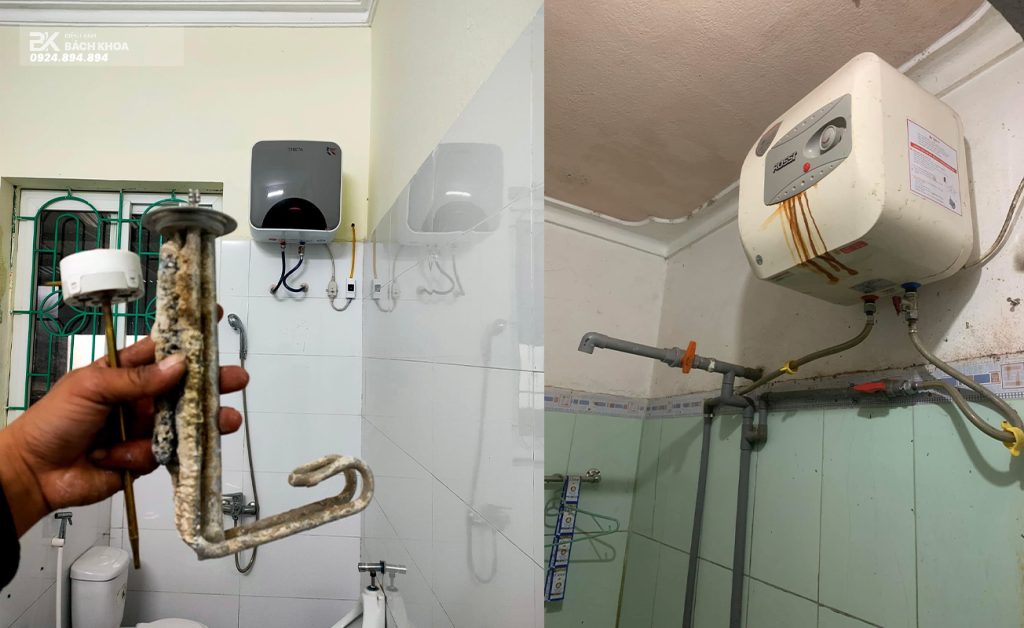sửa bình nóng lạnh đóng cặn, thủng bình